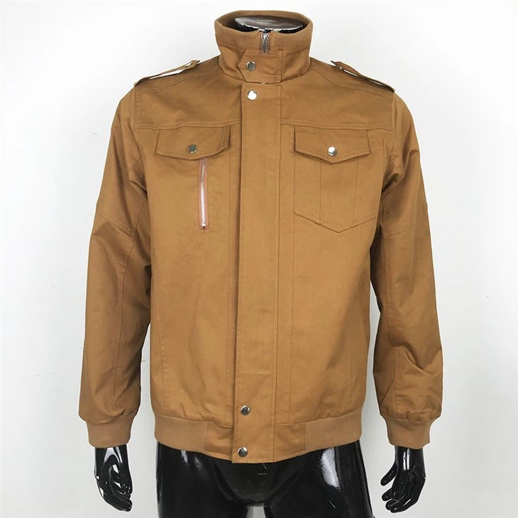 Khaki Stand-collar Multi-pocket Cargo Jacket Men's Spring Autumn Casual Work Outerwear manufacturers
